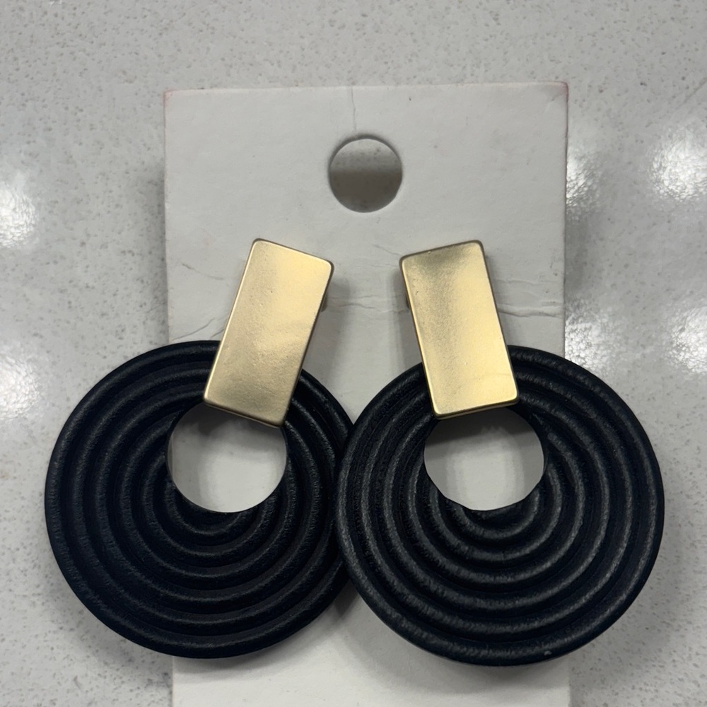 Wooden Black and Gold Earrings